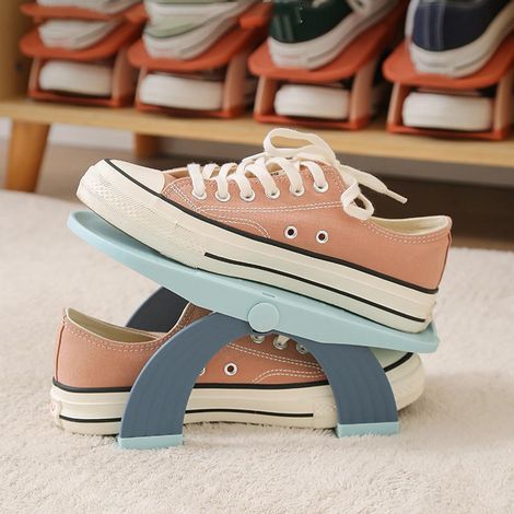 Ensemble de 5 organisateurs de chaussures réglables à double niveau, range-chaussures gain de place pour la maison (1/5)