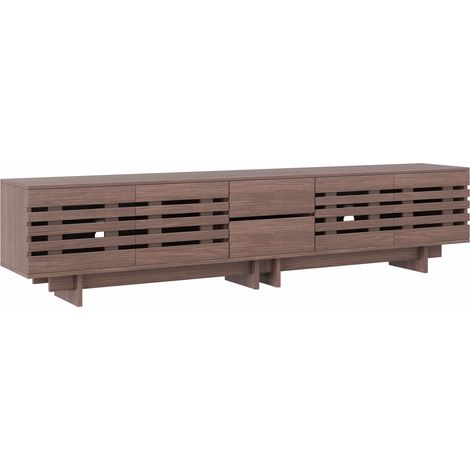 TV-Lowboard für Fernseher bis 80 Zoll TV-Schrank mit Schubladen Walnuss 200 x 39,5 x 55 cm - PANGIVO (1/5)