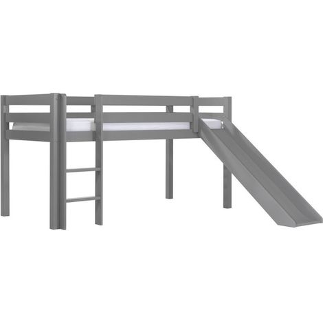 Lit Enfant Surélevé Avec Toboggan "Pino" 90x200cm Gris (1/3)