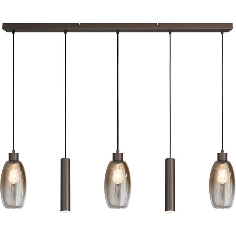 Lampe suspendue en verre Olive 3x Ø 12,5cm - 2x pendentif de course - cacao - 2431-15-130-5RC20215 (1/3)