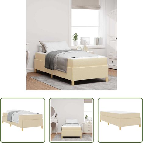 vidaXL Stoffbett - Bettrahmen mit Matratze Creme 90 x 190 cm Stoff (1/5)