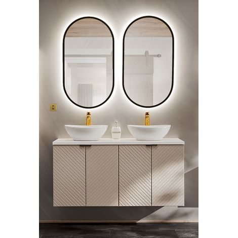 Badmöbel Set 3-teilig in Beige und weiß mit 120 cm Doppelwaschtisch VERACRUZ-56 (1/5)