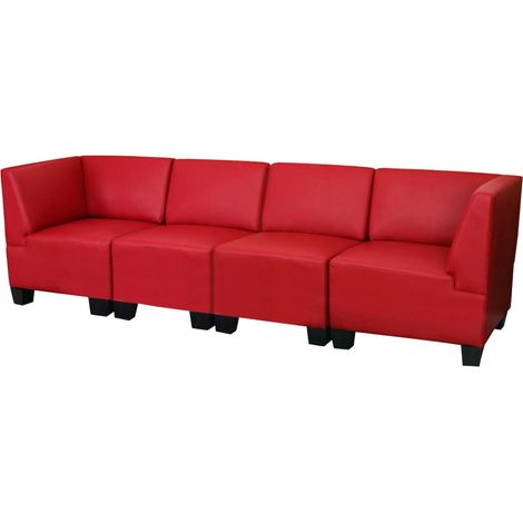 Salotto modulare componibile lounge moderno Lione N71 ecopelle divano 4 posti alto rosso
