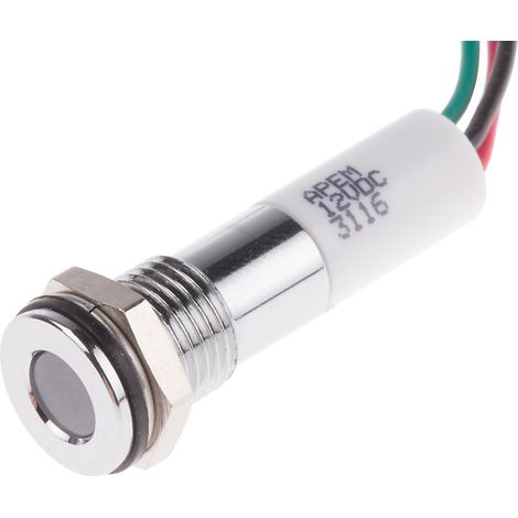 Voyant LED lumineux RS PRO, dia. 8mm, 12V c.c., IP67 ( Prix pour 1 )