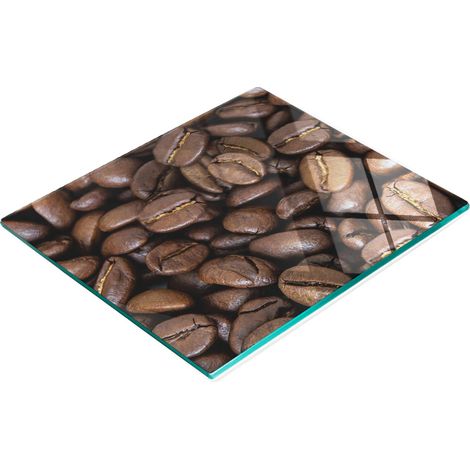 Planche décorative multifonctionnelle de cuisine en verre trempé, motif grains de café, 60 x 52 cm (1/5)