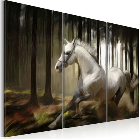 Quadro - Cavallo bianco tra gli alberi - 120x80 (1/4)