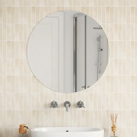 Miroir mural-Miroir suspendu 70 cm Rond Verre 739356 (1/5)