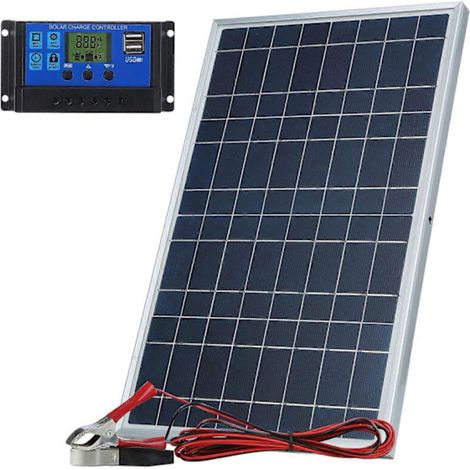 10W 12V Solarpanel-Ladegerät mit 10A-Regler, geeignet für Fahrzeuge, Torantriebe und Elektrozäune.