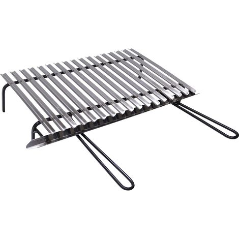 Fonderia Bongiovanni – Grille de barbecue en acier inoxydable AISI 430 – Récupération d'huile – Dimensions 60x35 cm – Pour cuisson parfaite sur grill