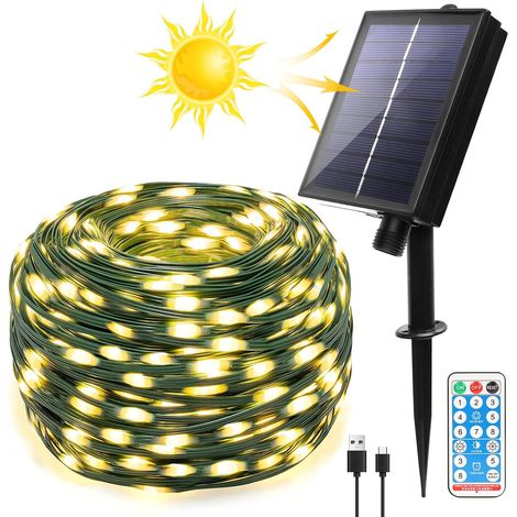 Éclairage solaire extérieur, guirlande lumineuse de 22 m avec 200 LED-AquaForge (1/5)
