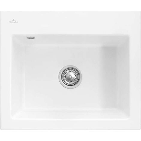 Subway 60 S, Lavelli da incasso, 600 x 510 mm, Disponibile con gocciolatoio a destra o gocciolatoio a sinistra, Lavello da incasso, Lavello incluso Piletta manuale, cromo Bianco lucido (1/4)