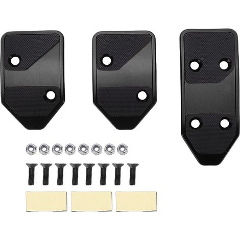 Lot de 3 Couvre-pédales D'accélérateur et d'embrayage de Frein en Aluminium, Inserts en Caoutchouc Antidérapants, Patins de Pédale de Voiture Anti-Friction, avec Tout Le Matériel (Black) (1/5)