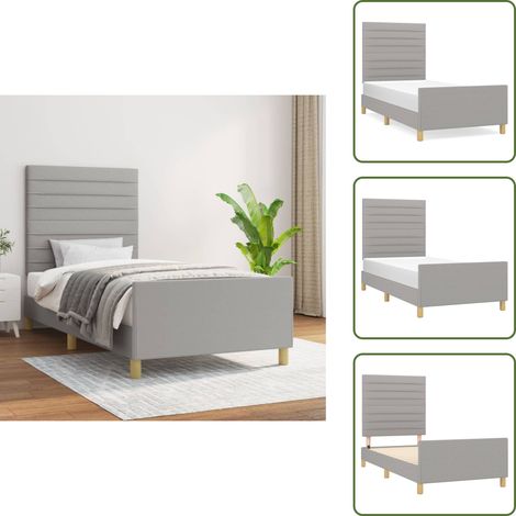 Bettgestell ohne Matratze Hellgrau 90x200 cm Stoff - Bettsystem - Boxspringbetten - Lattenrost - Doppelbett - Einzelbett (1/5)