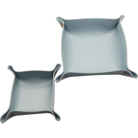 Boîte de rangement carrée en similicuir, pour bijoux et cosmétiques, multicolore, style nordique, 25 x 25 cm, bleu ciel (1/5)