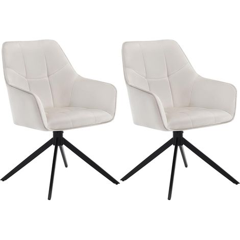 WOLTU Set di 2 sedie da pranzo con Gambe in Metallo.Schienale e Seduta Girevole.in Velluto Crema (1/5)