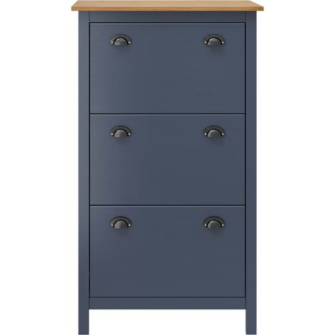 Meuble à chaussures，Armoire à chaussures Hill Gris 72x35x124 cm Bois de pin solide CFW6776046 (1/4)