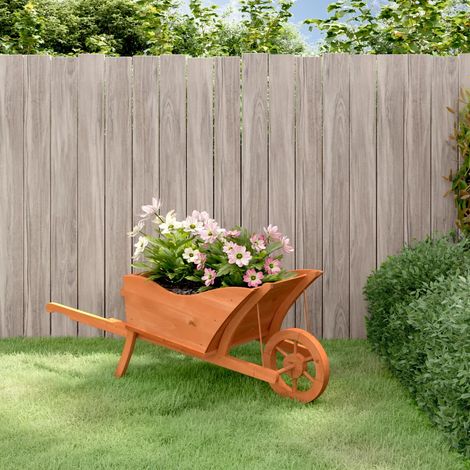 vidaXL Blumenkasten Schubkarre 128x45,5x43 cm aus massivem Fichtenholz
