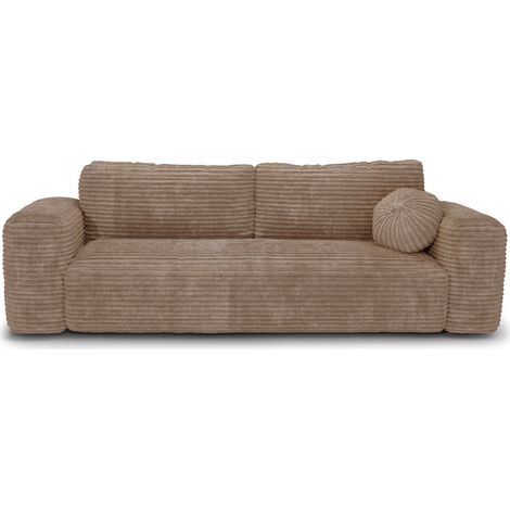 Canapé convertible avec coffre de rangement 4 places en velours côtelé xxl taupe LIOR (1/5)