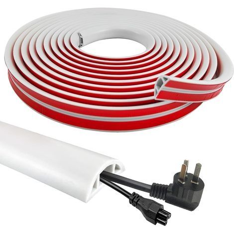 8M Goulotte Passe Câble Sol PVC, Chemin de CacheCâbles Electrique, Protecteur de Câbles de Plancher pour Cachez, Management et Protégez Les Câbles et Évitez Les Risques 20 × 10mm (Blanc) (1/5)