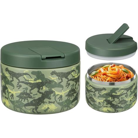 Boîte isotherme alimentaire 560ml, inox, enfant, anti-fuite, dinosaure vert (1/5)