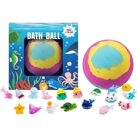 CBombes effervescentes pour enfants avec jouets surprises à l'intérieur - Bombes de bain artisanales, naturelles et douces pour la peau, pour garçons et filles, cadeau d'anniversaire et spa à la maiso (1/5)