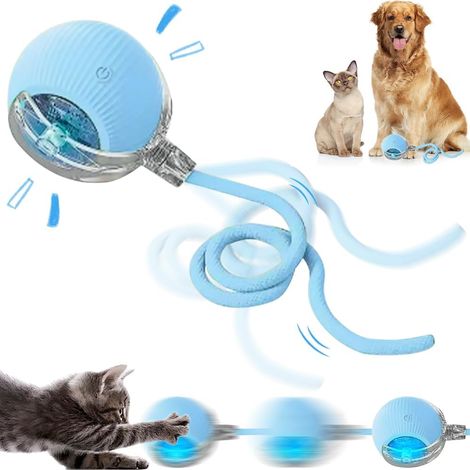 Jouet interactif pour Chat, Balle de Jouets interactifs pour Chats d'intérieur, Jouet Interactif Chien Balle Qui Bouge Toute Seule (Bleu) (1/5)