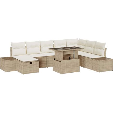 Maison Exclusive - Set Divano da Giardino 11 pcs Beige Poly Rattan