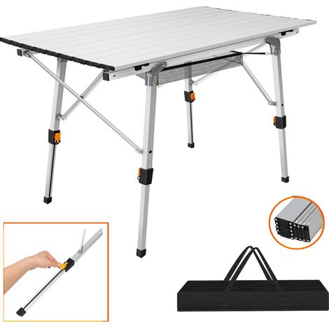 Table de camping Table pliante en aluminium Table de jardin Table pliante 45-68Hauteur (1/4)