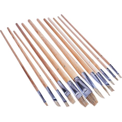 12pc Flat Tip Art Brush Set - Xl - S4145