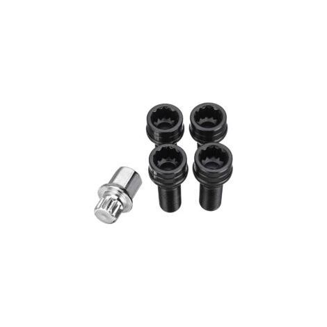 Écrous et clé antivol de roue noirs M14 x 1,25, compatibles avec les BMW Mini R54, R55, R56, R57, R58, R59, R60, F55, F56 et F57, ainsi qu'avec les BMW Série 1, 2, 3, 4, 5, 6, 7 et X1. (1/2)