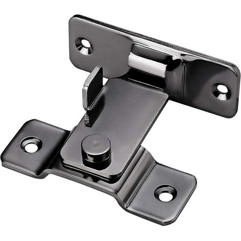 90 Degrés Loquet De Porte À Angle Droit Moraillon De Porte En Acier Inoxydable Coulissante Verrou De Courbé Loquet Boucle Crochet Serrurepour pour Fenêtre, Porte, Salon, Hôtel, Noir (1/5)