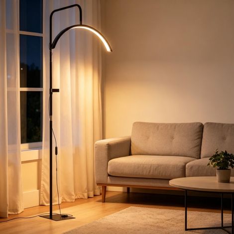 Lampada da terra LED a mezzaluna 36 W dimmerabile, 7 temperature colore, altezza regolabile HAVRYA (1/5)