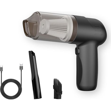 Kabelloser Handstaubsauger mit starker Saugkraft, ideal für Tierhaare und Autoreinigung, wiederaufladbar, leicht, mit Fugendüse, schwarz (1/5)
