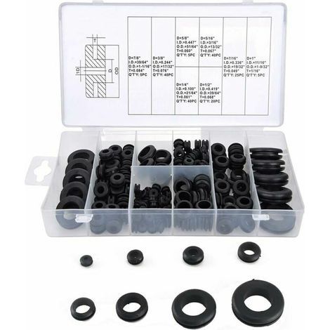 180pcs Passe Fils Caoutchouc Assortiment Oeillet Caoutchouc Passe Cable Caoutchouc Passe Cable Voiture Haute Etanchéité pour Fil Fiche Câble Voiture Camion M2 M2.5 M3 M4 M5 M6 M8 M10 - (1/5)