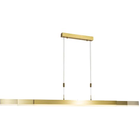 QAZQA Moderno Lámpara colgante regulable dorada con LED - Lamba Aluminio /Plástico Alargada Incluye LED Max. 1 x 48 Watt