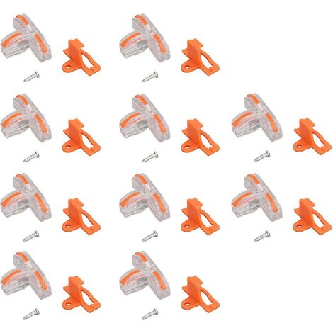 Jeu de 10 connecteurs en T pour fils de cuivre avec boîtier en polycarbonate transparent, bornier à connexion rapide, orange (1/4)