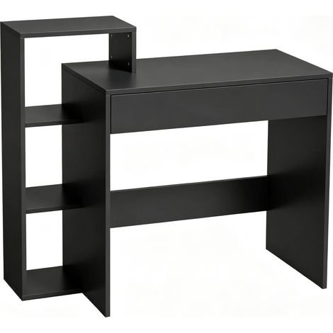 CHICFURN Escritorio con almacenamiento 100x40x90 cm en tablero negro, para poco espacio (1/5)