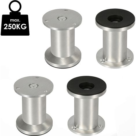 Randaco 4er Set Möbelfüße Sockelfuß Tischfuß Möbel Aluminium，Höhe:120 mm, Durchmesser: 40 mm, Höhenverstellung: 15 mm