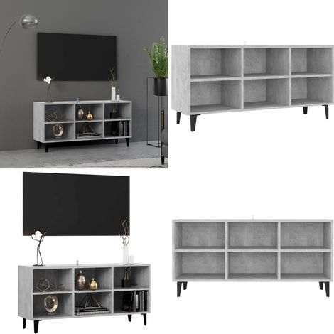 Meuble TV avec pieds en métal Gris béton 103,5x30x50 cm - Meuble tv industriel - Meuble tv gris béton (1/5)