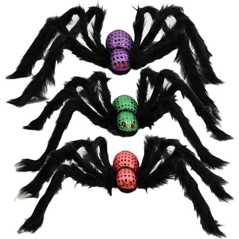Araignée Halloween Décoration 3PCS Araignée Effrayante Géante d'halloween Giant Pliable Spider 75cm Peluche Scary Araignée Géante Hauntetée Prop intérieure Décor extérieur Patio Yard Garden House (1/5)