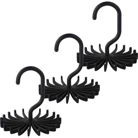 Lot de 3 porte-cravates pour placard, organisateur de placard, crochet pour cintre de cravate, support pour bandeau (noir) (1/4)