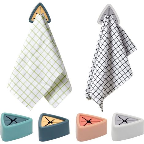 4 crochets pour serviettes, crochets auto-adhésifs sans perçage, porte-serviettes colorés pour cuisine et salle de bain (1/5)