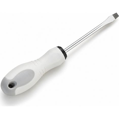 Tournevis plat 4 pouces manche blanc tige acier 20,8 cm (1/5)