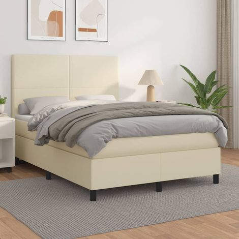 Boxspringbett mit Matratze Creme 140x200 cm Kunstleder (1/5)