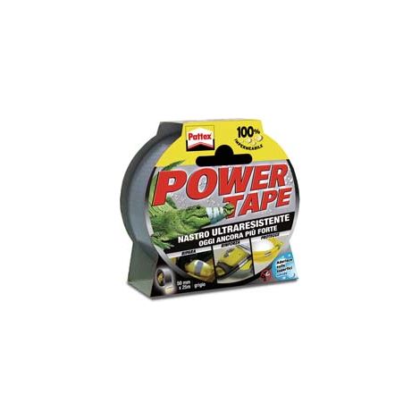 PATTEX NASTRO ADESIVO POWER TAPE- - mm.50h. in rotoli da mt.25 colore grigio - 2 blister HENKEL