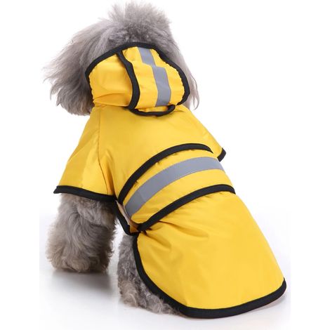 imperméable pour animaux-Capuche réfléchissante à scratch-jaune-Lcode (1/5)