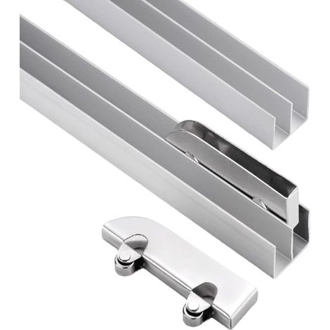 Système de porte coulissante à double rail - 5 mm avec poulies en pour (1/5)