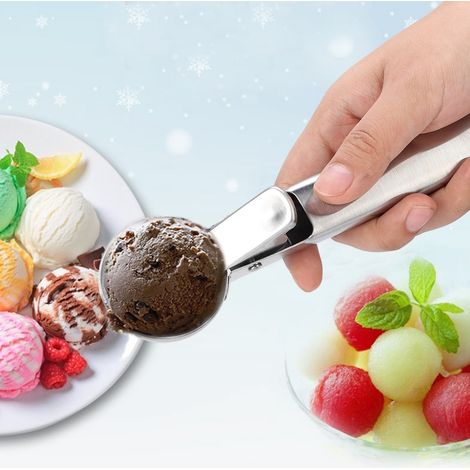 Cuillère à glace en acier inoxydable 7 pouces, idéale pour servir glaces et sorbets à la maison (1/5)