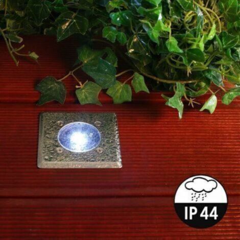 Set mit 2 LED-Solar-Bodeneinbaustrahlern – Quadratisch – 8,5 x 8,5 cm – Edelstahl – 2 Einbaustrahler – Schutzart IP44 (1/5)
