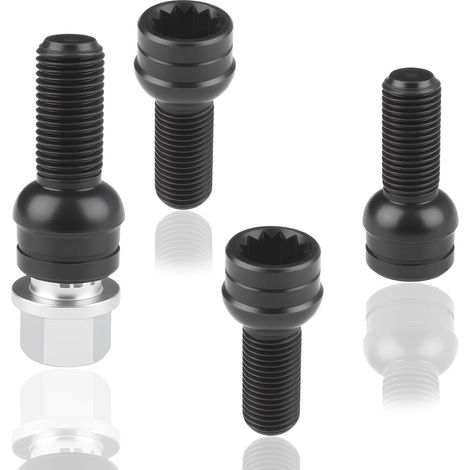 diebstahlsichere Radbolzen aus Stahl mit Radmuttern, Modell M14 x 1,5 mm, Radsicherungsmuttern-Set für Radschutz und -sicherheit (1/2)